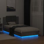 vidaXL Cadre de lit tête de lit et lumières LED gris béton 75x190 cm
