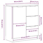 vidaXL Buffet avec tiroir Noir 60 x 30 x 70 cm Bois d'ingénierie