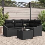 vidaXL Ensemble de canapé de jardin 5 Pièces Noir Poly rotin