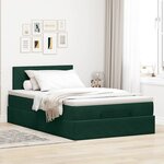 vidaXL Lit ottoman avec matelas et LED vert foncé 90x200cm velours