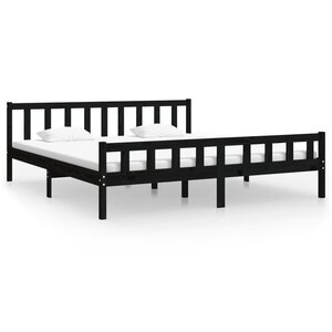 vidaXL Cadre de lit sans matelas noir bois massif 200x200 cm