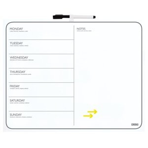 Desq panneau de notes hebdomadaire magnétique sans cadre 40x50cm blanc
