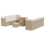 vidaXL Ensemble de canapé de jardin 11 pièces avec coussins en rotin polybeige et acacia.