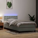 vidaXL Sommier à lattes de lit et matelas gris clair 90x220 cm velours