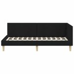 vidaXL Cadre de lit d'angle Noir 80 x 200 cm Tissu et bois reconstitué