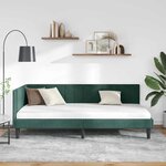 vidaXL Cadre de lit d'angle Vert foncé 100 cm x 200 cm tissu