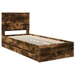 vidaXL Cadre de lit avec tiroir Chêne fumé 90 x 200 cm Bois Ingénierie