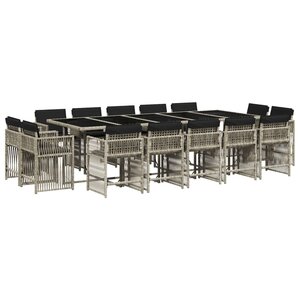 vidaXL Ensemble à manger de jardin et coussins 17 Pièces gris clair rotin