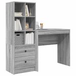 vidaXL Bureau avec tiroir avec étagère avec stockage 2 Pièces Gris Sonoma