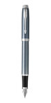 PARKER IM stylo plume, bleu gris, Plume fine, attributs chromés, en écrin