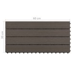vidaXL Carreaux de terrasse 6 Pièces WPC 60x30 cm 1 08 m² Marron foncé