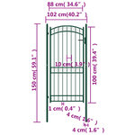 vidaXL Portail de clôture avec dessus arqué Acier 100x200 cm Vert