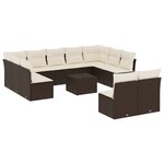 vidaXL Salon de jardin avec coussins 12 Pièces marron résine tressée