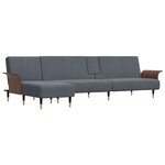 vidaXL Canapé-lit en forme de L gris 279x140x70 cm velours