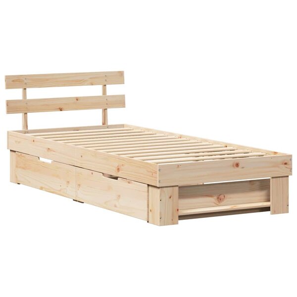vidaXL Cadre de lit avec tiroir Marron 80 x 200 cm Bois massif en pin