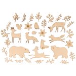 35 Mini décorations animaux et végétaux en bois