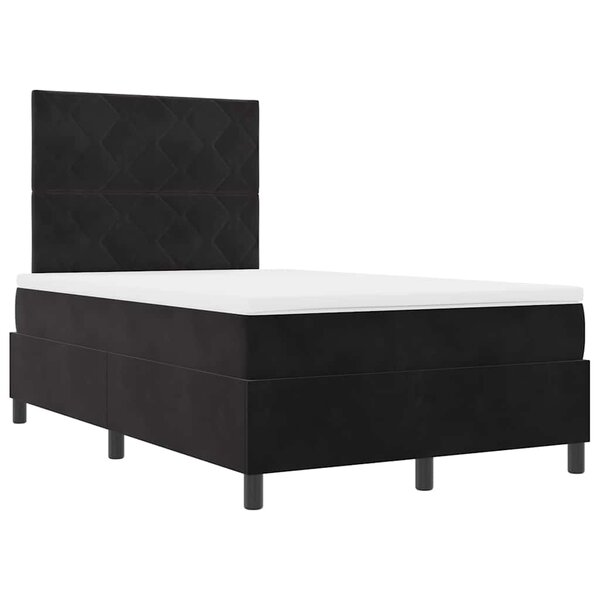 Lit Box Spring vidaXL avec Matelas & LED Noir 120x190 cm Velours