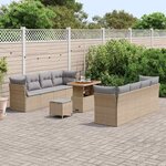 vidaXL Ensemble de canapé de jardin 11 Pièces Beige polyrotin