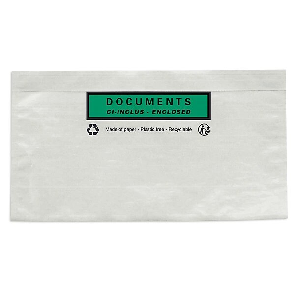 Pochette porte-documents imprimée en papier 228 x 120 mm (lot de 1000)