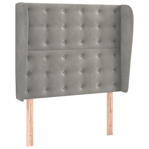 vidaXL Tête de lit avec oreilles Gris clair 83x23x118/128 cm Velours