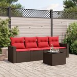 vidaXL Salon de jardin avec coussins 5 Pièces marron résine tressée