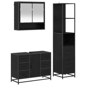 vidaXL Ensemble de mobilier de salle de bain 3 Pièces Chêne noir