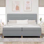 vidaXL Lit à ressorts avec matelas gris clair 200x200 cm en tissu