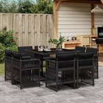 vidaXL Ensemble à manger de jardin 9Pièces coussins noir résine tressée