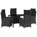 vidaXL Set de jardin de 5 pièces en poly rattan noir