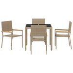 vidaXL Ensemble de salle à manger pour jardin 5 Pièces Beige