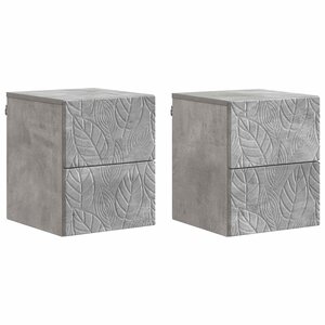 vidaXL Cabinet de chevet mural 2 Pièces Gris béton 34 5 x 33 x 40 cm