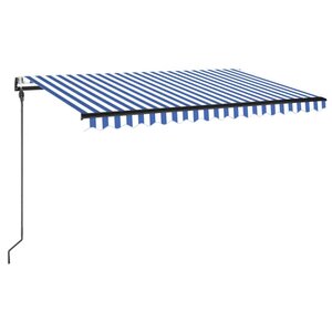 vidaXL Auvent automatique capteur de vent/LED 450x300 cm Bleu et blanc
