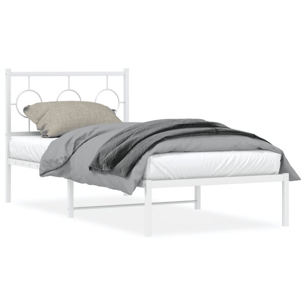 vidaXL Cadre de lit métal sans matelas avec tête de lit blanc 90x200cm