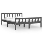 vidaXL Cadre de lit Gris Bois massif 140x190 cm