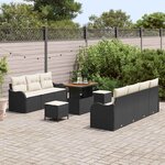 vidaXL Ensemble de canapé de jardin 10 Pièces Noir polyrotin