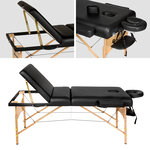 Tectake Table de massage Pliante 3 Zones - 10 cm d'épaisseur + Housse - noir