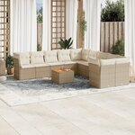 vidaXL Salon de jardin 11 Pièces avec coussins beige résine tressée