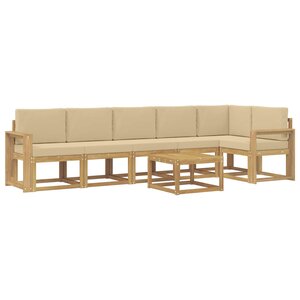 vidaXL Ensemble de canapés d'extérieur 7 Pièces Blanc et Beige Polyester