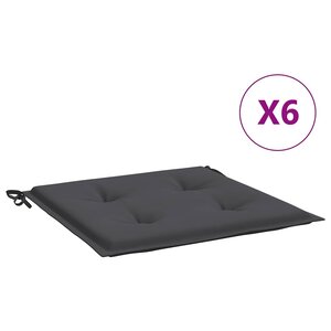 vidaXL Coussins de chaise de jardin lot de 6 anthracite 40x40x4 cm