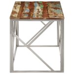vidaXL Table basse argenté inox et bois de récupération massif