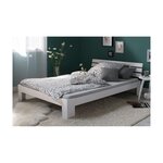 Lit double en bois massif 180x200cm blanc pin lit futon a lattes cadre de lit