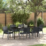 vidaXL Ensemble de salle à manger de jardin 7 pièces avec coussins en poly rotin noir