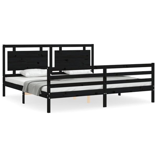 vidaXL Cadre de lit sans matelas noir 200x200 cm bois massif
