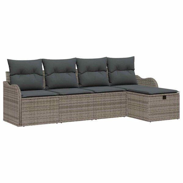 vidaXL Ensemble de canapé de jardin 5 Pièces Gris 231 x 117 x 85 cm