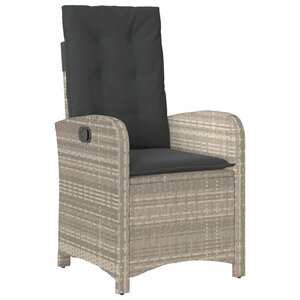 vidaXL Chaise inclinable de jardin coussins gris clair résine tressée