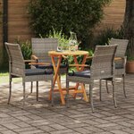 vidaXL Chaises de jardin avec coussin 4 Pièces Gris et Gris foncé