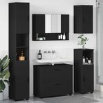 vidaXL Ensemble de mobilier de salle de bain avec tiroir 5 Pièces Noir