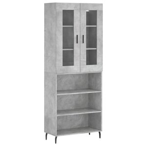 vidaXL Buffet haut Gris béton 69 5x34x180 cm Bois d'ingénierie