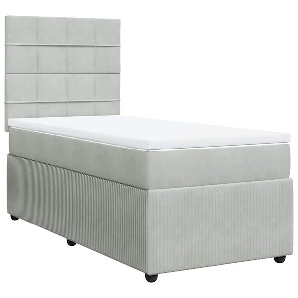 vidaXL Sommier à lattes de lit et matelas Gris clair 90x190 cm Velours