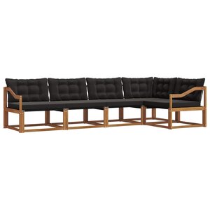 vidaXL Ensemble de canapés d'extérieur 5 pc Naturel et Noir